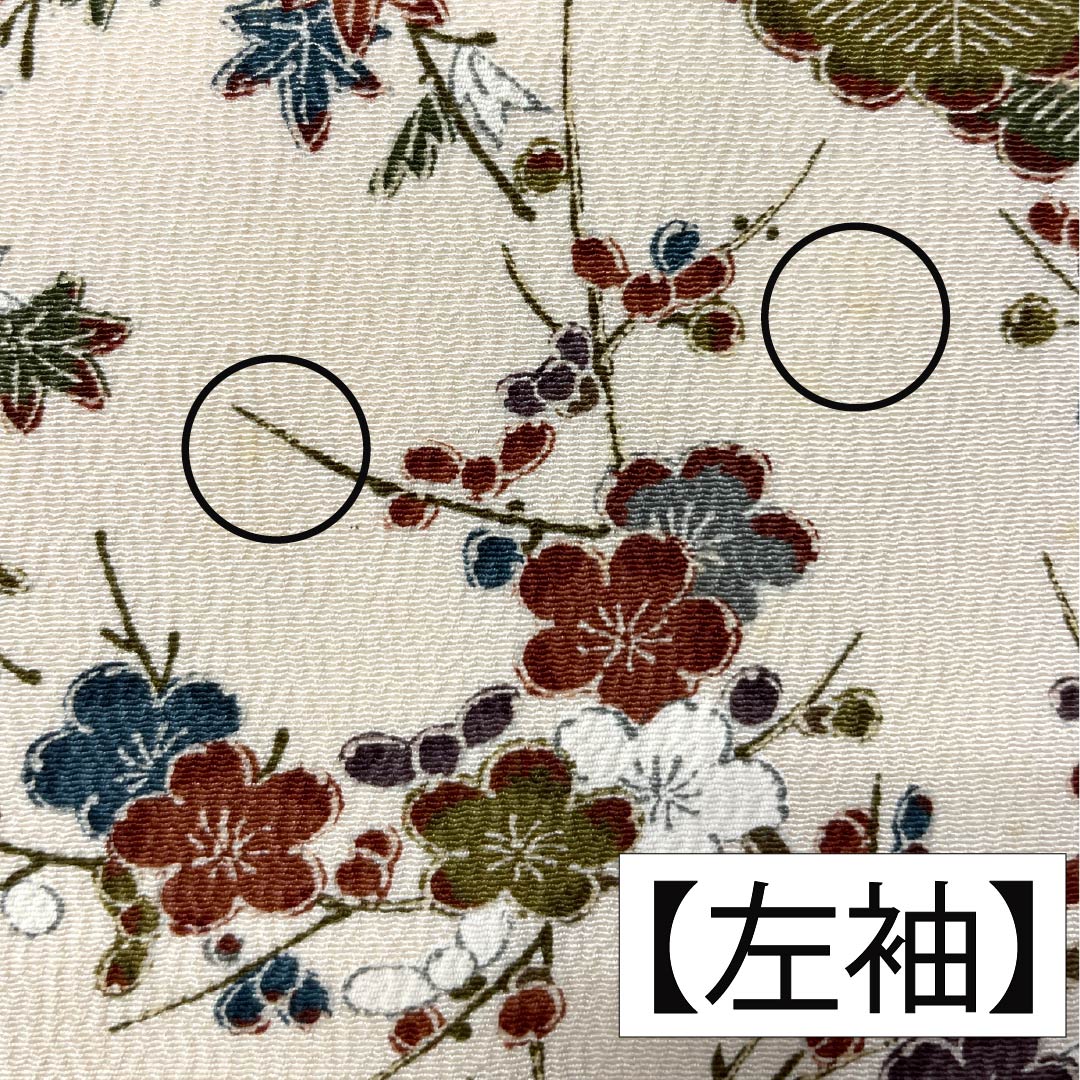 小紋 正絹 身丈156.5cm 裄丈62cm 袷 砥粉色(とのこいろ) 型染 時代絵巻 Bランク クリーム系 1115005054315