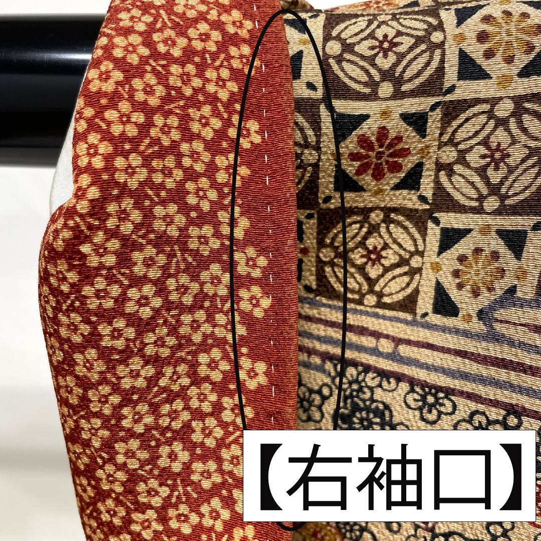 訪問着 正絹 Aランク 袷 身丈156.5cm 裄丈61.5cm 丁子茶色(ちょうじちゃいろ) 京紅型 吉祥文様 橙系 1112006253326