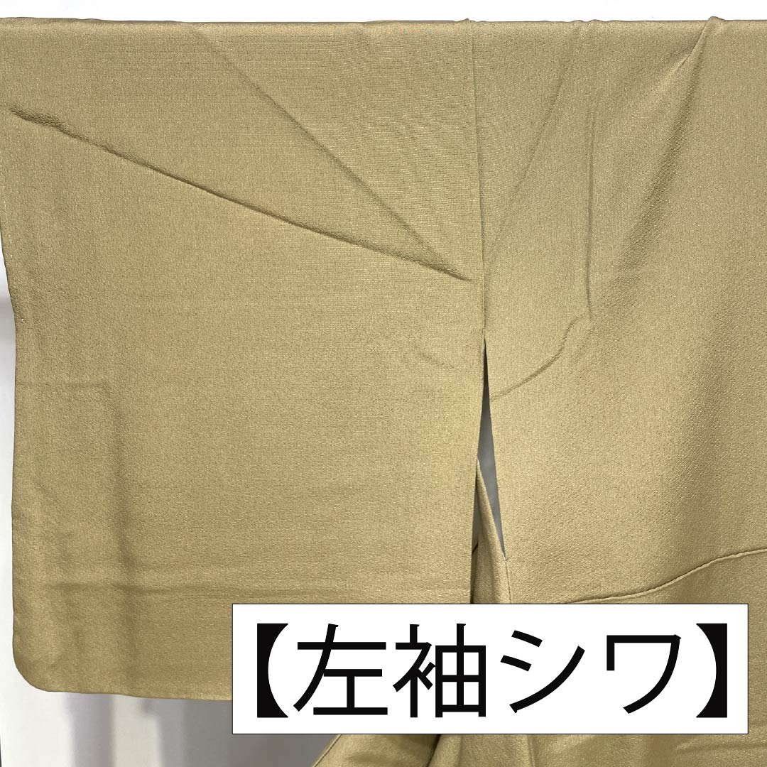 訪問着 正絹 Aランク 袷 身丈160cm 裄丈62.5cm 丁子煤竹色(ちょうじすすたけいろ) 琉球紅型 雪輪 鳳凰 風景 パールトーン加工 ベージュ系 1112007273425