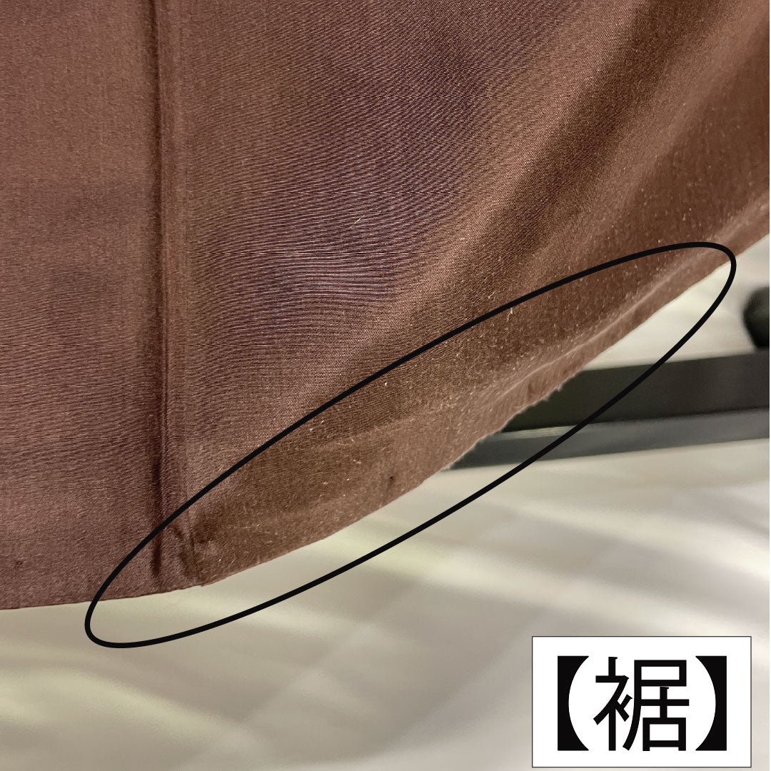 Men's A-Rank Silk Kimono, Length 144.5cm, Sleeve Length 67cm, Oshima Tsumugi Pongee with Varied Kokasuri Pattern, Mud-Dyed, Brown, Lined, Product Number: 1119001843414