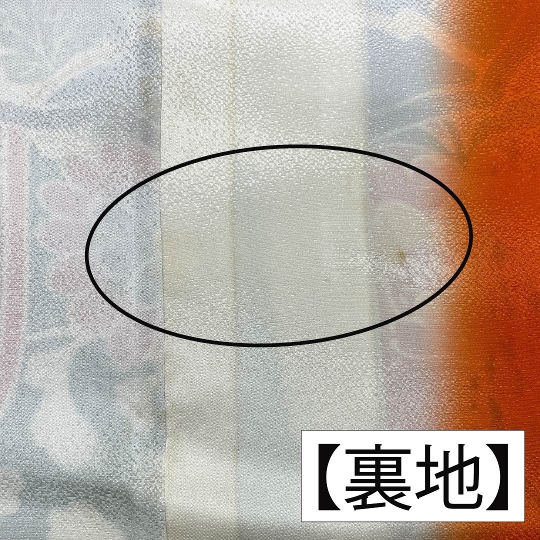 振袖 正絹 Aランク 身丈164cm 裄丈68cm 袷 銀朱色(ぎんしゅいろ) 京紅型 吉祥文様 松竹梅 橙系 1113002263426