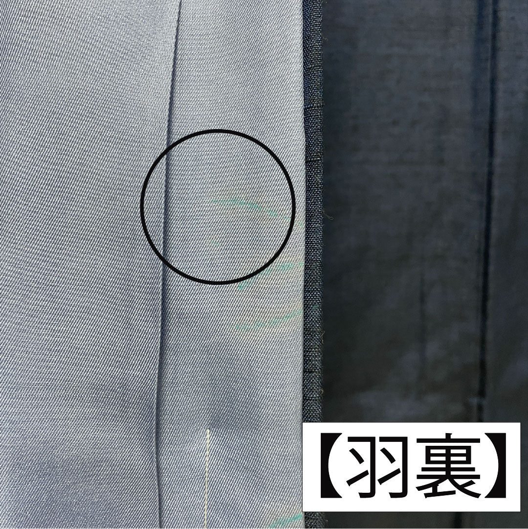 男物 正絹 Aランク 身丈141.5cm 裄丈70cm 濃紺色(のうこんいろ) 紬地 羽織紐付き アンサンブル 袷 紺系 1119001593418