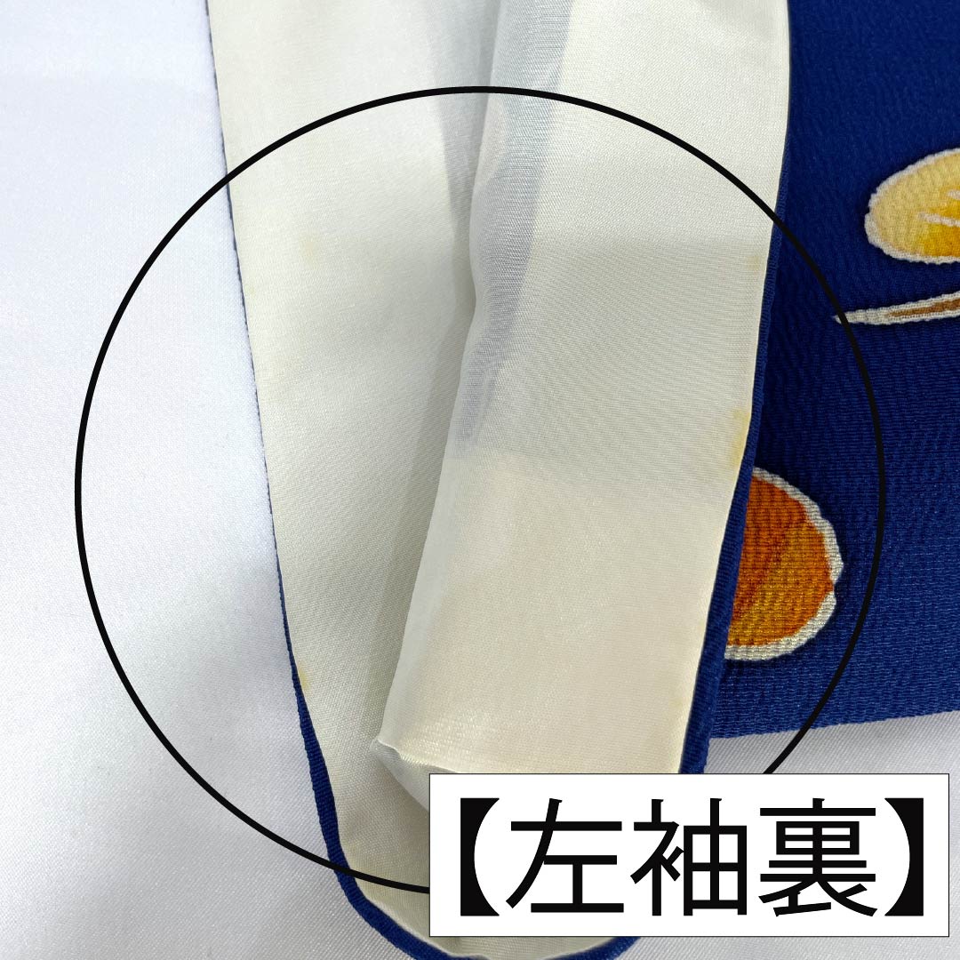 訪問着 正絹 Bランク 袷 身丈158cm 裄丈63.5cm 紺瑠璃色(こんるりいろ) 京紅型 吉祥文様 松竹梅 菖蒲 鳥 青系 1112007284317