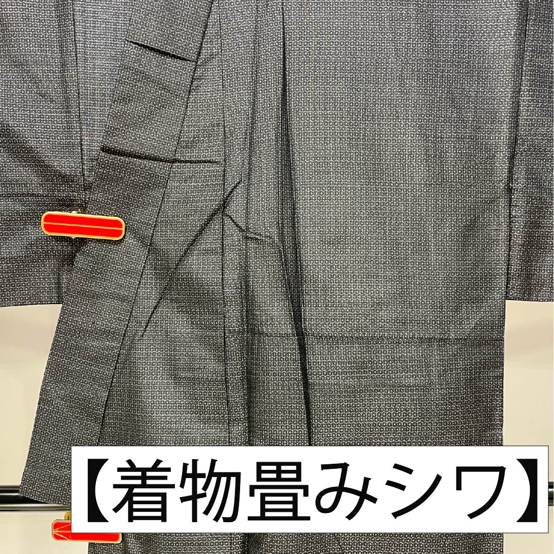 男物 正絹 Aランク 身丈139cm 裄丈67.5cm 大島紬 100亀甲 しつけ糸付き 袷 グレー系 1119001793322