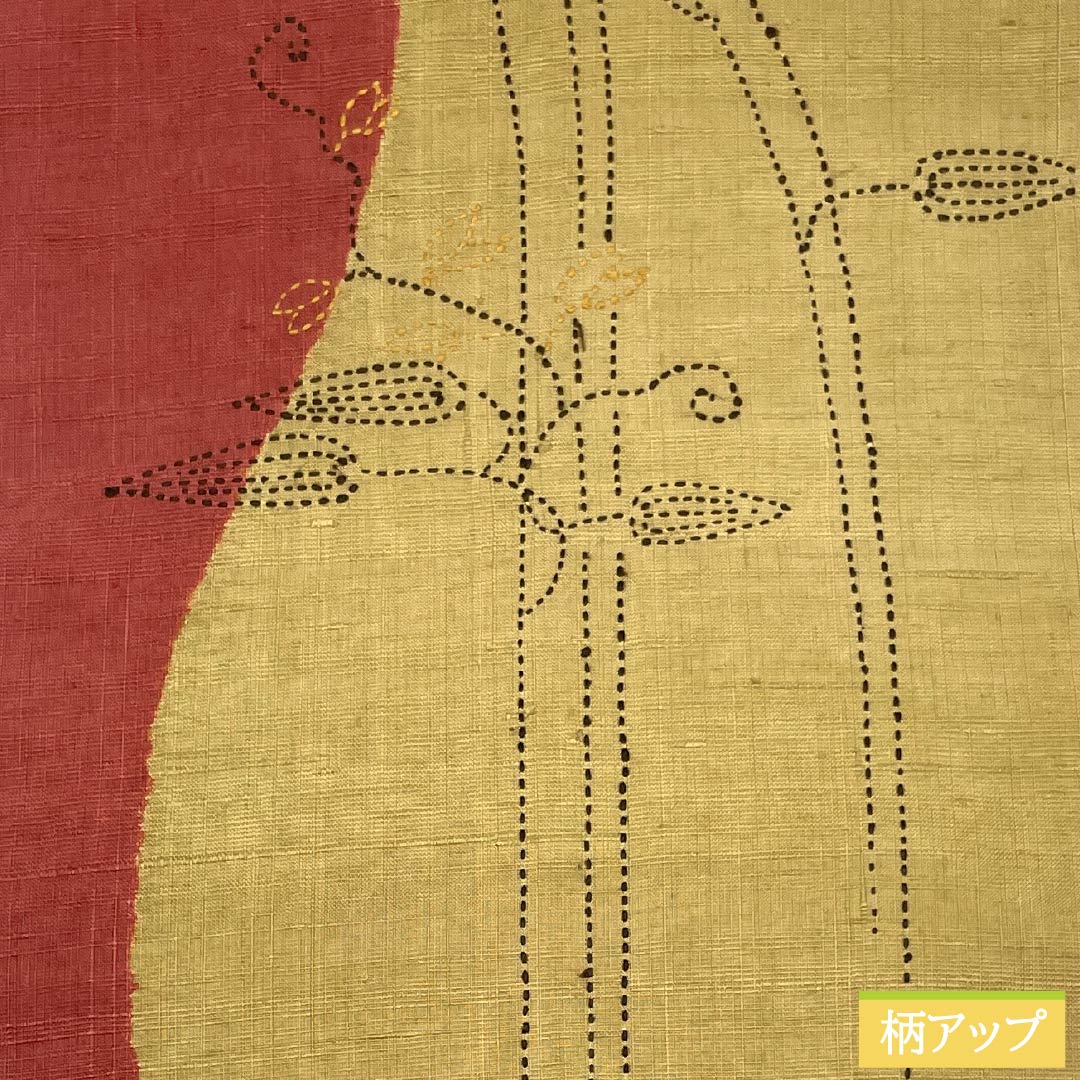 名古屋帯 正絹 Sランク 麦藁色(むぎわらいろ) 刺し子刺繍 草花模様 紬地 帯丈379cm ポイント柄 カジュアル 黄系 1124010022323 名古屋仕立て