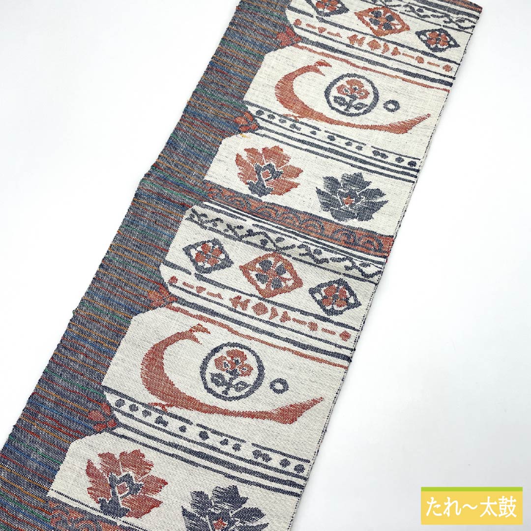 Nagoya Obi, Pure Silk, S-Rank, Okabun Orimono, Nishijin-ori, Abstract Pattern, Certificate Number 172, Length 352cm, Six-Ply, Casual, White, Item Number 1124010182311, Nagoya Style