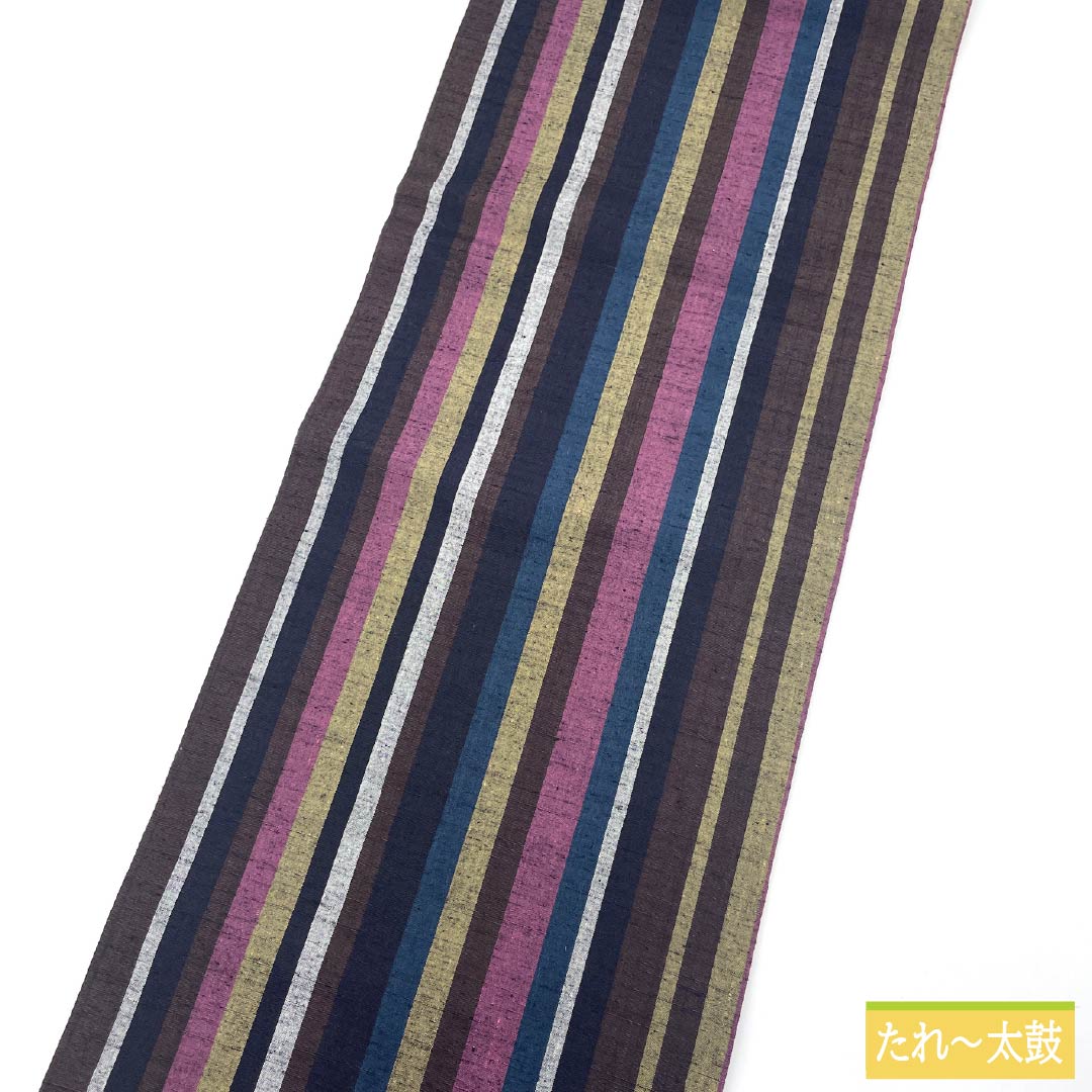 Nagoya Obi, Pure Silk, Grade A, Striped, Tsumugi Fabric, 376cm Long, Full Length, Casual, Gradient Pattern, 1124009953399, Open-Leg Style