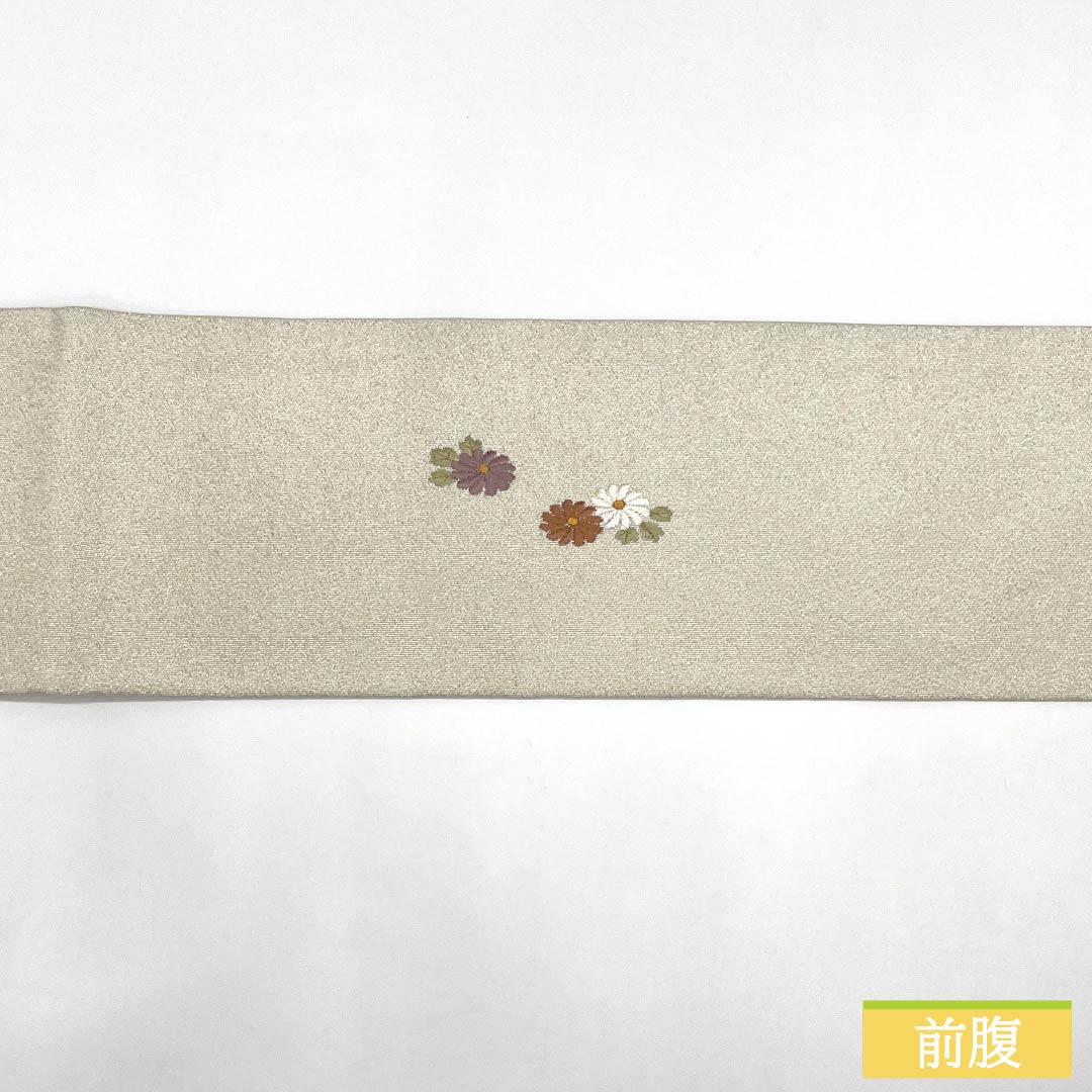 Nagoya Obi, Pure Silk, Grade A, Shell Bucket Design, Tapestry Weave, Embroidery, 371cm Long, Pointed Pattern, Silver, Semi-Formal, 1124010293322, Nagoya Style