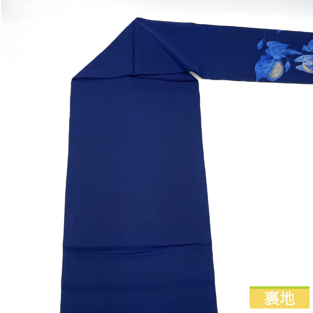 Nagoya Obi, Pure Silk, S-Rank, Navy Blue with Bellflower Pattern, Dyed with Ivy, Length 340cm, Pointed Pattern, Casual, Navy Blue, Product Number 1124009842318, Nagoya Style