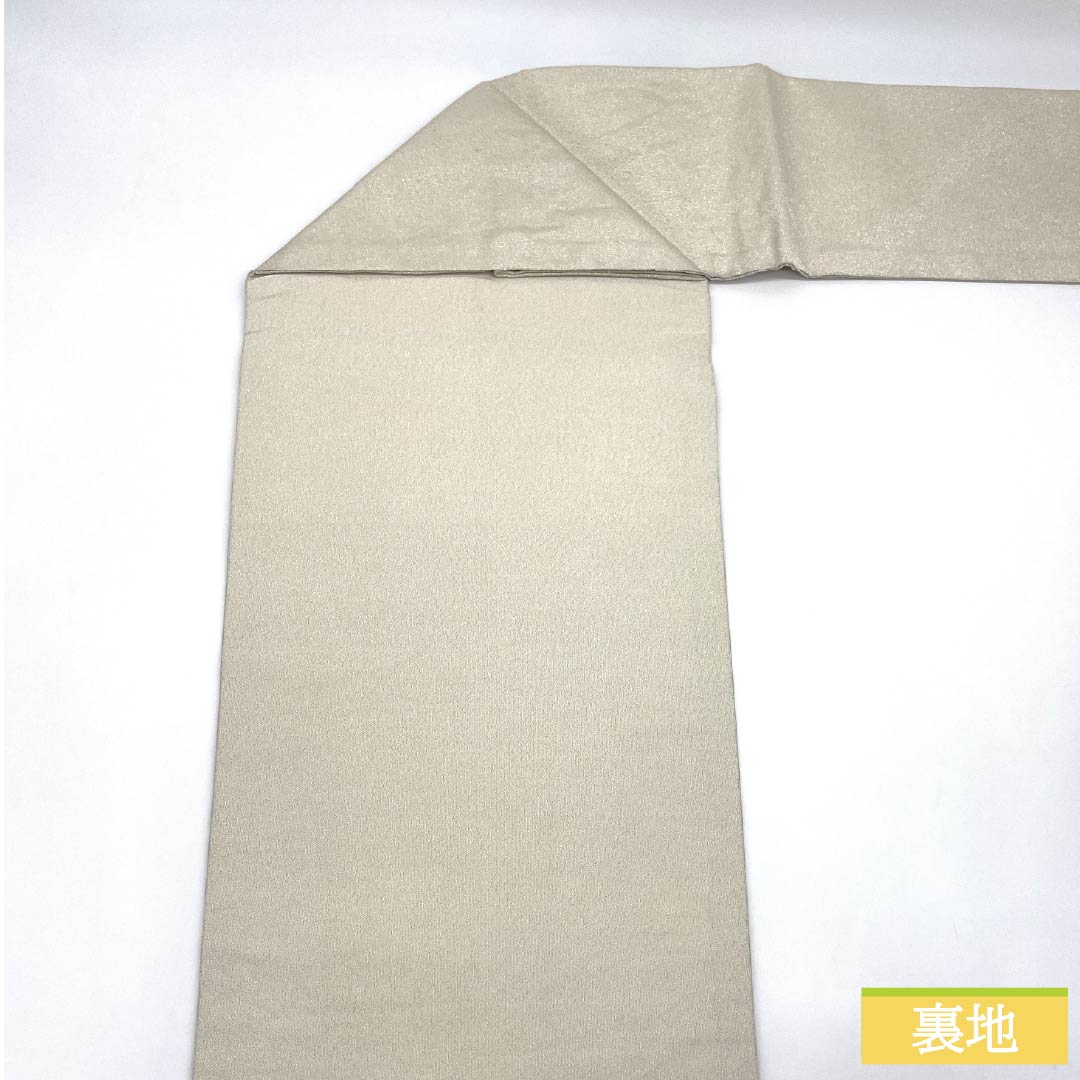 Nagoya Obi, Pure Silk, Grade A, Shell Bucket Design, Tapestry Weave, Embroidery, 371cm Long, Pointed Pattern, Silver, Semi-Formal, 1124010293322, Nagoya Style