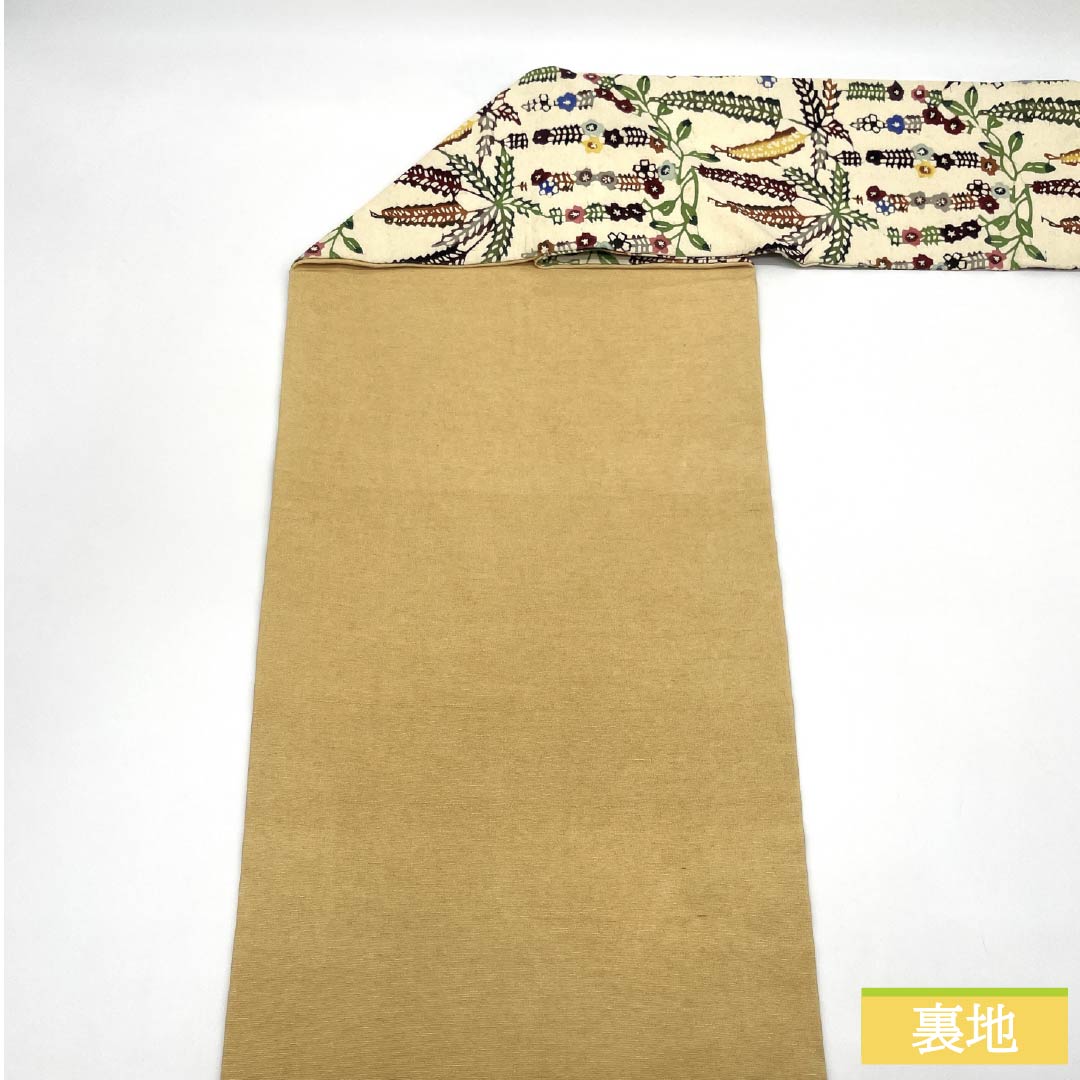 Nagoya Obi, Pure Silk, Grade A, Milky White, Kyoto Bingata Dyed Obi, Floral Pattern, Length 332cm, Six-Ply, Casual, Cream-Colored, Product Number 1124009913315, Nagoya Style