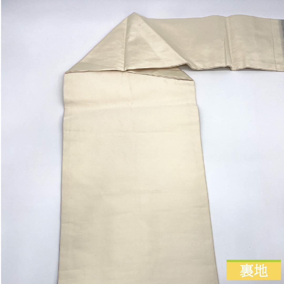 Nagoya Obi, Pure Silk, Grade A, Nishijin-ori, Chrysanthemum Design, 355cm Long, Silver, Pointed Pattern, Semi-Formal, 1124010343322, Nagoya Style