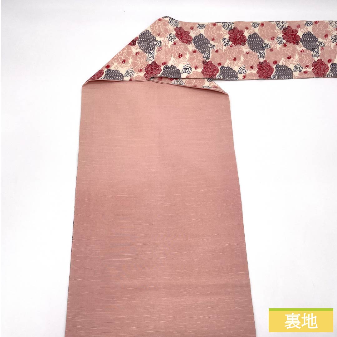 名古屋帯 正絹 Sランク 曙色(あけぼのいろ) 染め帯 京紅型 草花模様 帯丈353cm 六通 カジュアル ピンク系 1124010302313 名古屋仕立て