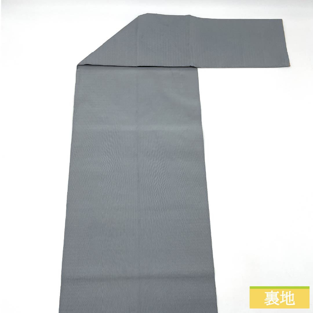 Nagoya Obi, Pure Silk, S-Rank, Gray-Blue (Haiaoiro), Tapestry Weave, Abstract Floral Pattern, Pointed Design, Semi-Formal, Gray, Item Number: 1124010362322, Pine Needle Pattern