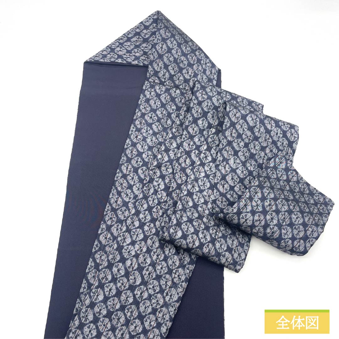 Nagoya Obi, Pure Silk, S-Rank, Indigo Gray, Shibori Dyed, Hat-Shibori, Length 379cm, Full Length, Casual, Gray, Product Number 1124009892322, Nagoya Style
