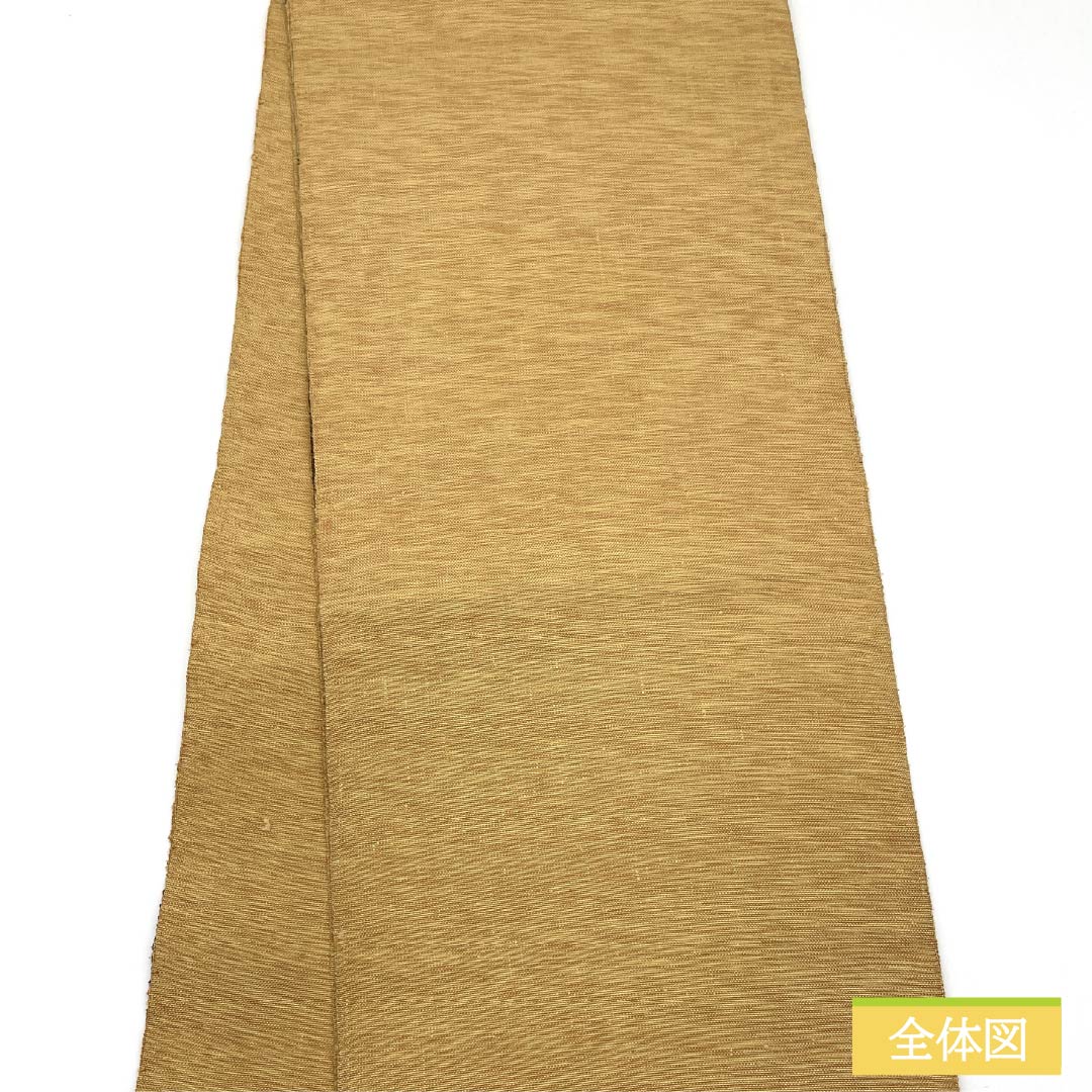 名古屋帯 正絹 Aランク 薄柑子色(うすこうじいろ) すくい織 抽象模様 帯丈380cm ポイント柄 カジュアル 黄系 1124010273423 開き仕立て