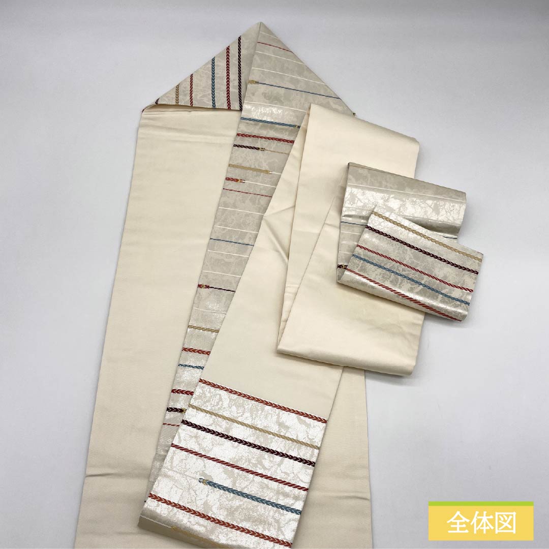 名古屋帯 正絹 Sランク 組紐模様 西陣織 引箔 帯丈358cm 六通 カジュアル 銀系 1124010142322 名古屋仕立て