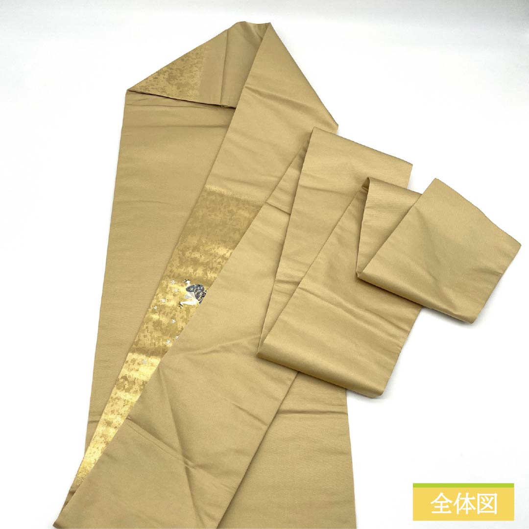 Nagoya Obi, Pure Silk, S-Rank, Nishijin-ori, with Foil, Length 362cm, Pointed Pattern, Gold, Semi-Formal, Item Number 1124010282321, Nagoya Style