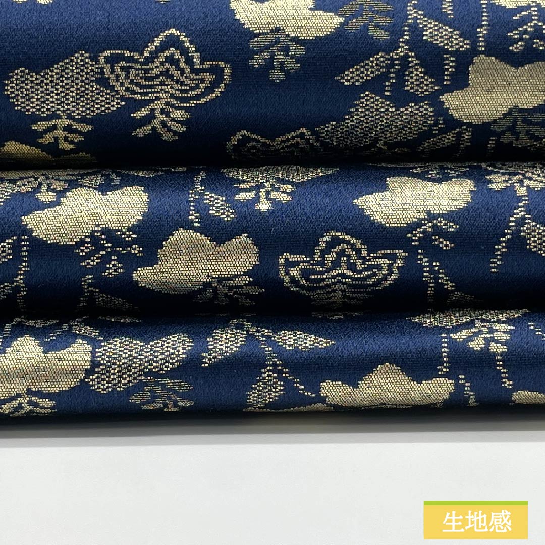 Nagoya Obi, Pure Silk, S-Rank, Dark Navy (Noukon-iro), Nishijin-ori (Nishijin-ori) Fabric, Floral Pattern, Length 370cm, Six-Ply, Semi-Formal, Navy Blue, Product Number 1124010202318, Kyoto Fukuro Obi