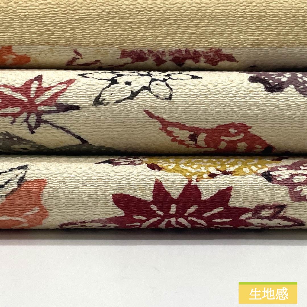 Nagoya Obi, Pure Silk, Grade B, Milky White, Kyoto Bingata Dyed Obi with Auspicious Motifs, Length 402cm, Six-Ply, Casual, Cream-Colored, 1124009924415, Pine Needle Pattern