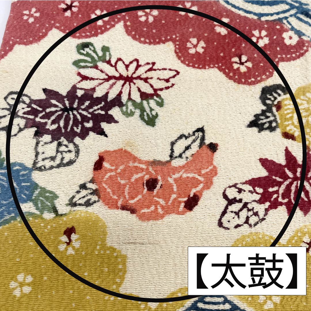 Nagoya Obi, Pure Silk, Grade B, Milky White, Kyoto Bingata Dyed Obi with Auspicious Motifs, Length 402cm, Six-Ply, Casual, Cream-Colored, 1124009924415, Pine Needle Pattern