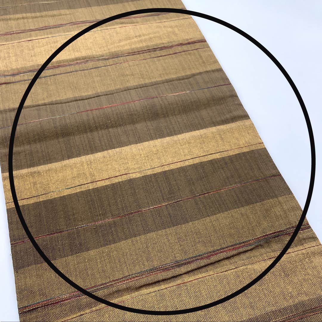 名古屋帯 正絹 Aランク 横段 紬地 帯丈340cm 六通 カジュアル 茶系 1124010073314 名古屋仕立て