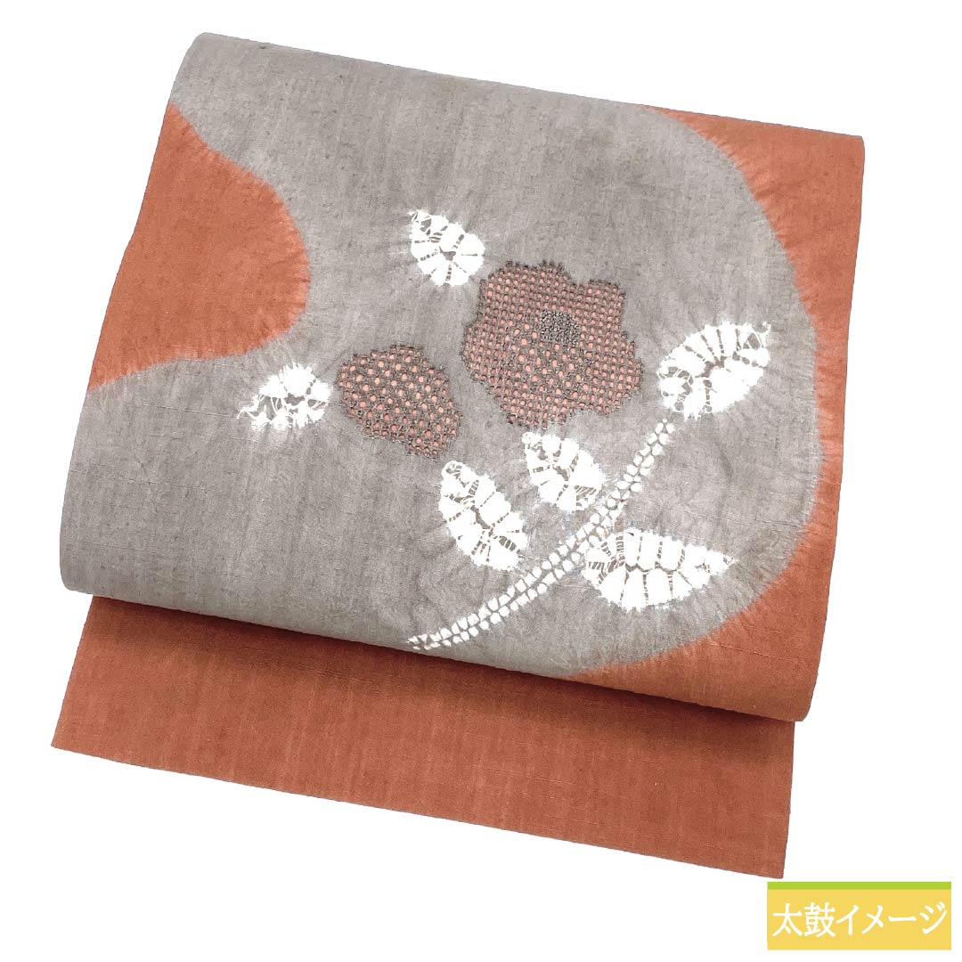 名古屋帯 正絹 Aランク 名古屋仕立て 赤蘇芳色(あかすおういろ) 汕頭刺繍 絞り 古典柄 帯丈359cm ポイント柄 カジュアル ピンク系 1124012553313