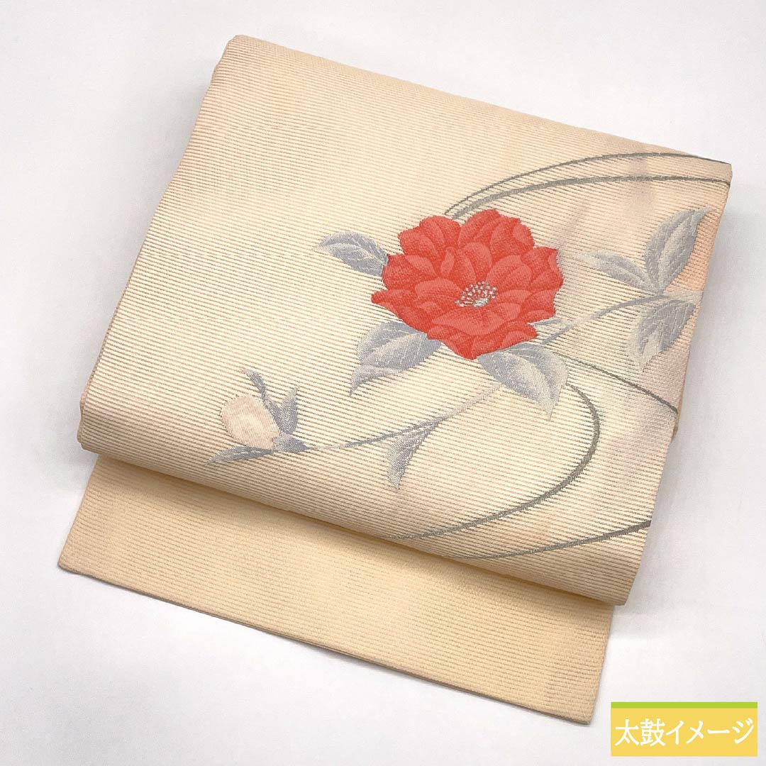 名古屋帯 正絹 Aランク 薄肉色(うすにくいろ) 夏帯 洋花 花柄 帯丈349cm ポイント柄 セミフォーマル クリーム系 1124011403315 名古屋仕立て