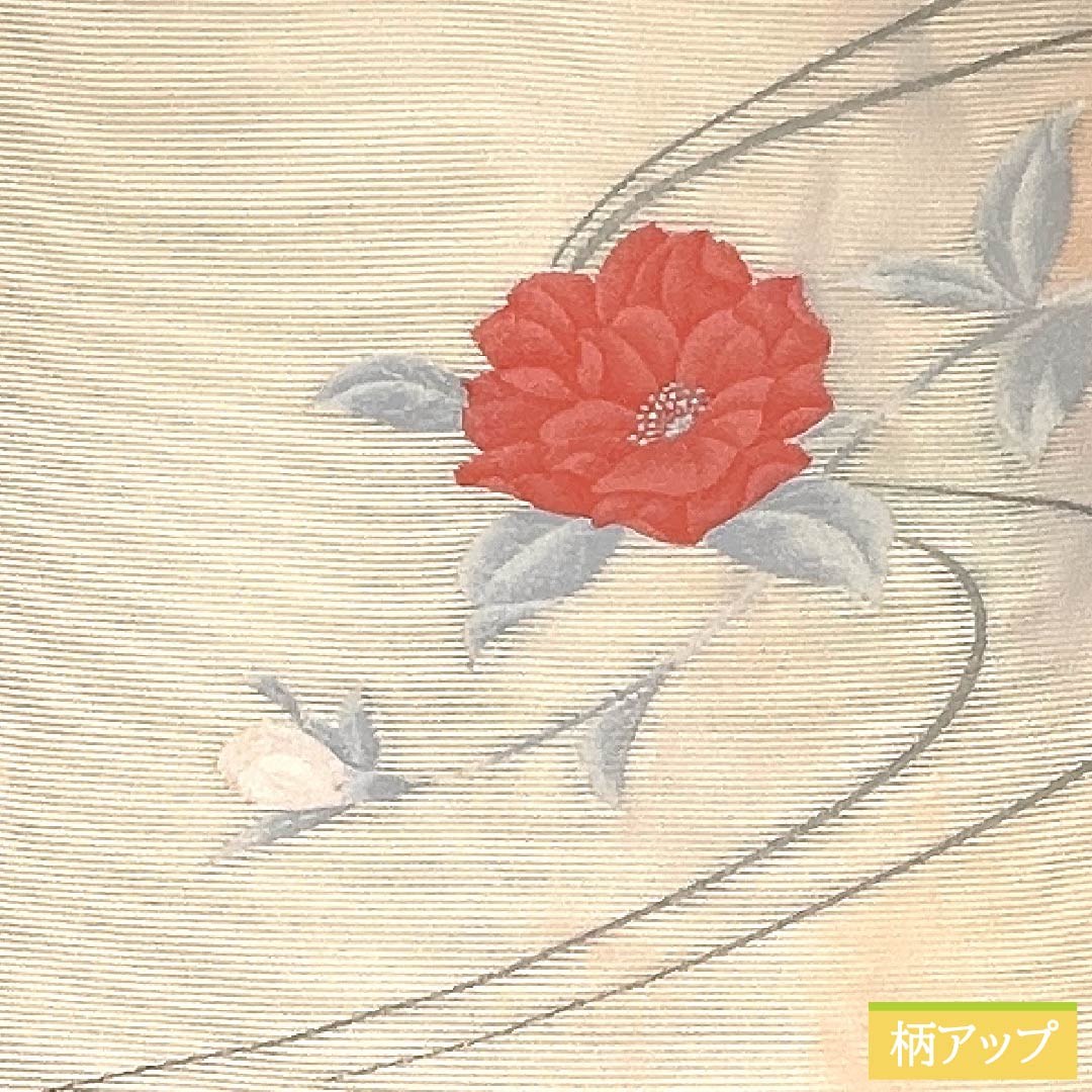 名古屋帯 正絹 Aランク 薄肉色(うすにくいろ) 夏帯 洋花 花柄 帯丈349cm ポイント柄 セミフォーマル クリーム系 1124011403315 名古屋仕立て