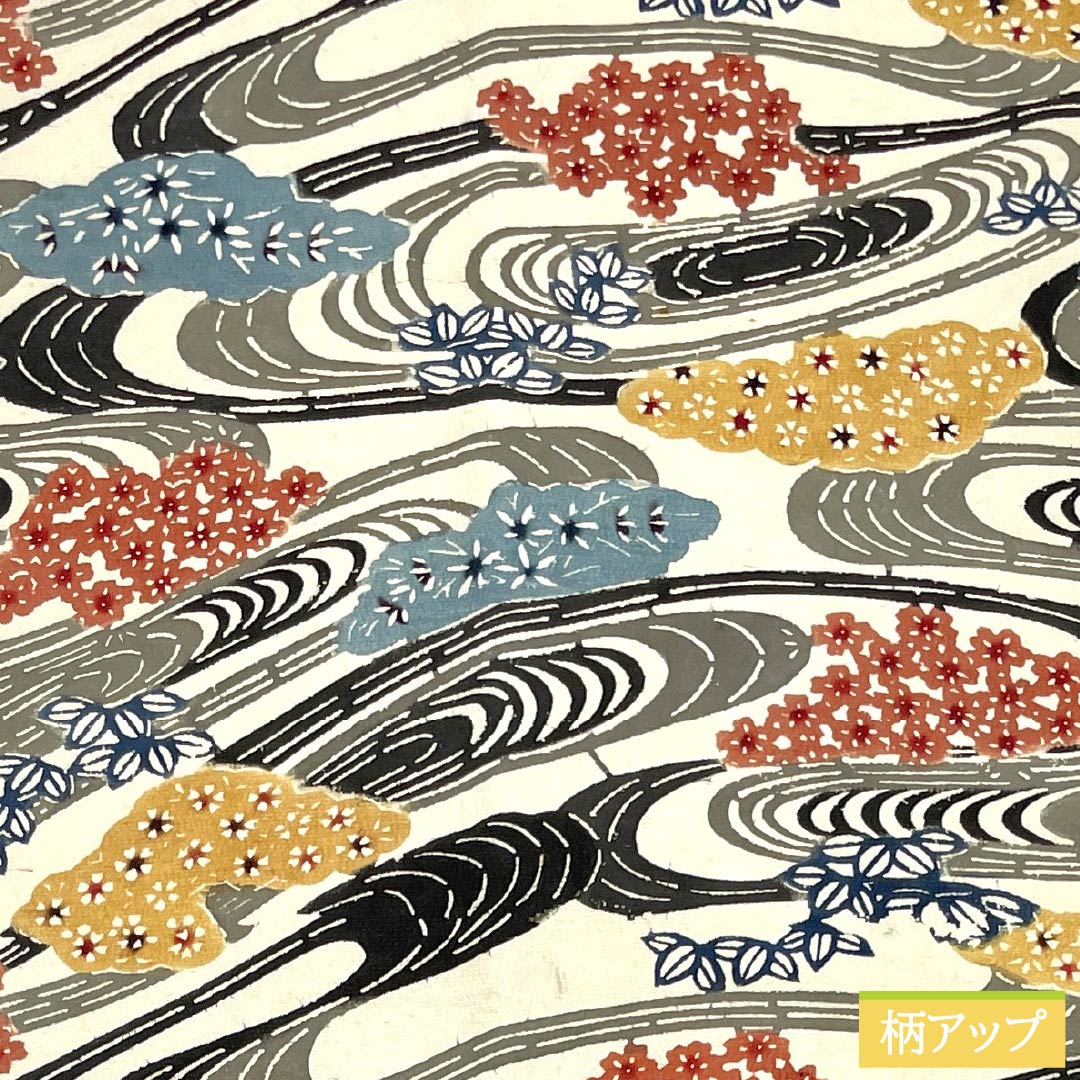 Nagoya obi, genuine silk, B rank, milky white, Kyo-bingata, flowing water, classical pattern, obi length 345cm, rokkutsu, casual, beige, 1124011284325, Nagoya style
