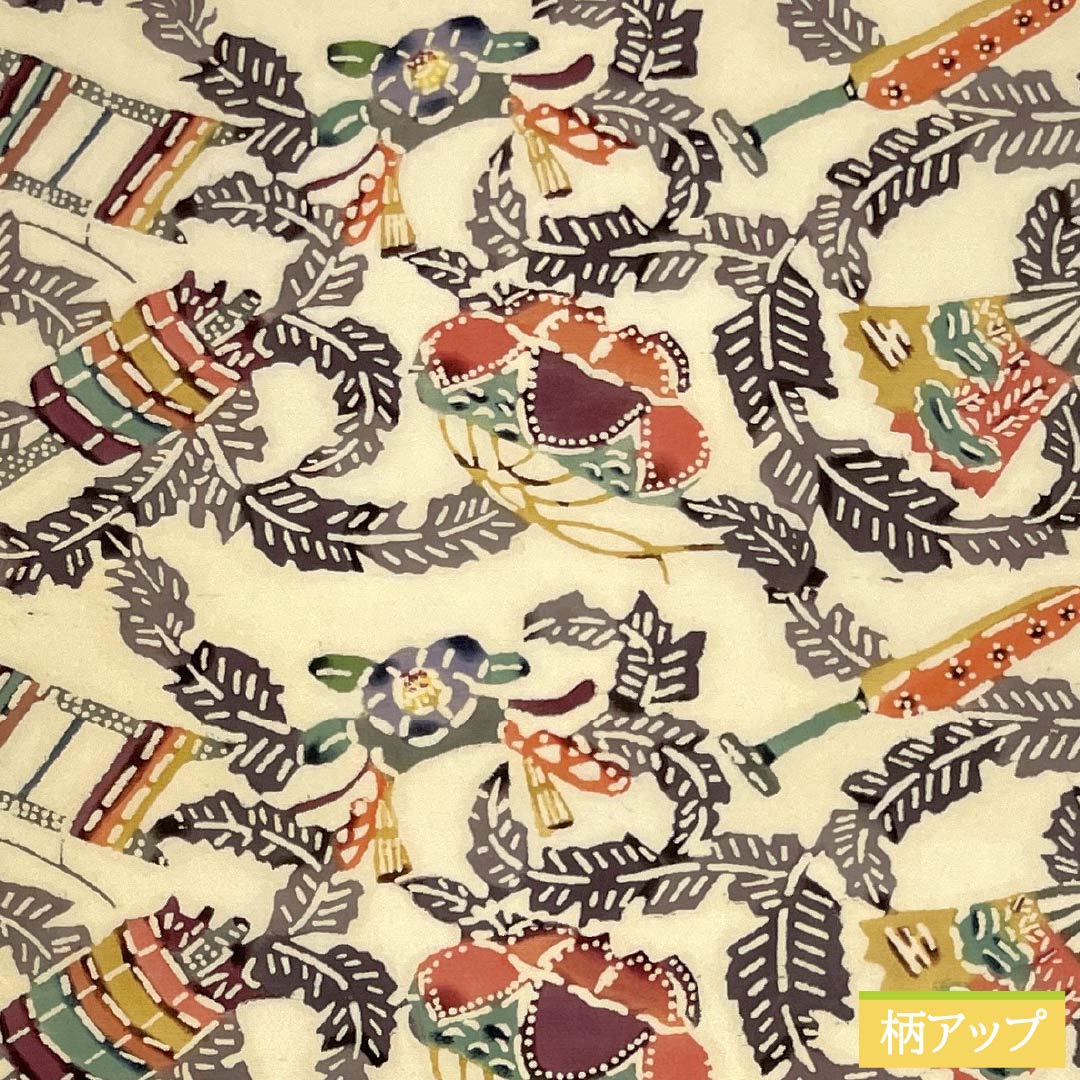 Nagoya obi, genuine silk, A rank, obana-iro (cream), Kyo-bingata botanical pattern, obi length 325cm, rokkaku, casual, cream system, 1124011253315, Nagoya tailoring