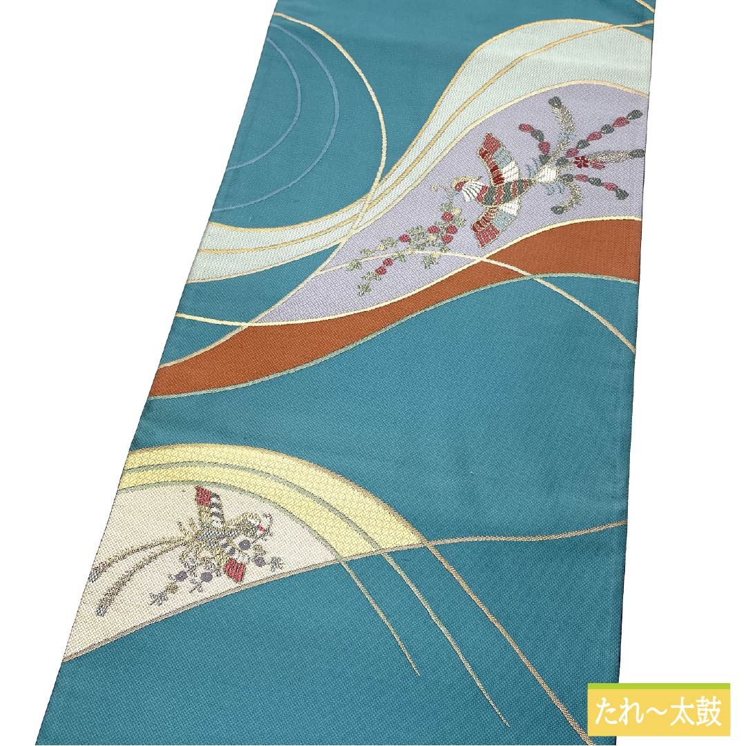 Fukuro Obi (Bag) - Pure Silk, Light Blue, Nishijin Weave, Senshoan, Phoenix, Length 434cm, A Rank, Six-way, Semi-formal, Light Blue, 1123012733324