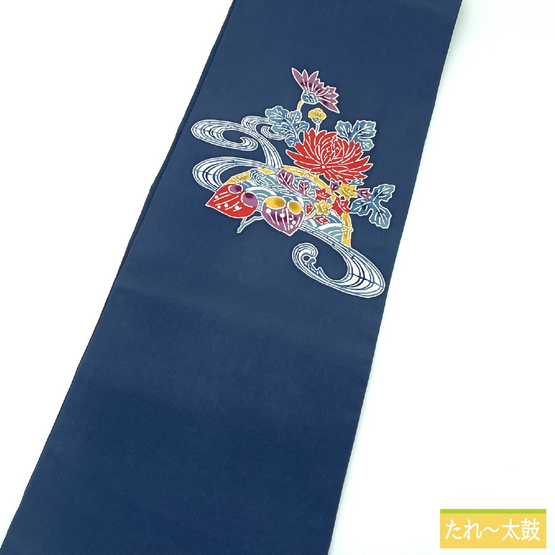 Nagoya obi, genuine silk, A rank, kontobi-iro (dark reddish brown with a hint of blue), Kyo-bingata, shirase, classic pattern, obi length 340cm, point pattern, semi-formal, navy color, 1124011303318, Nagoya tailored