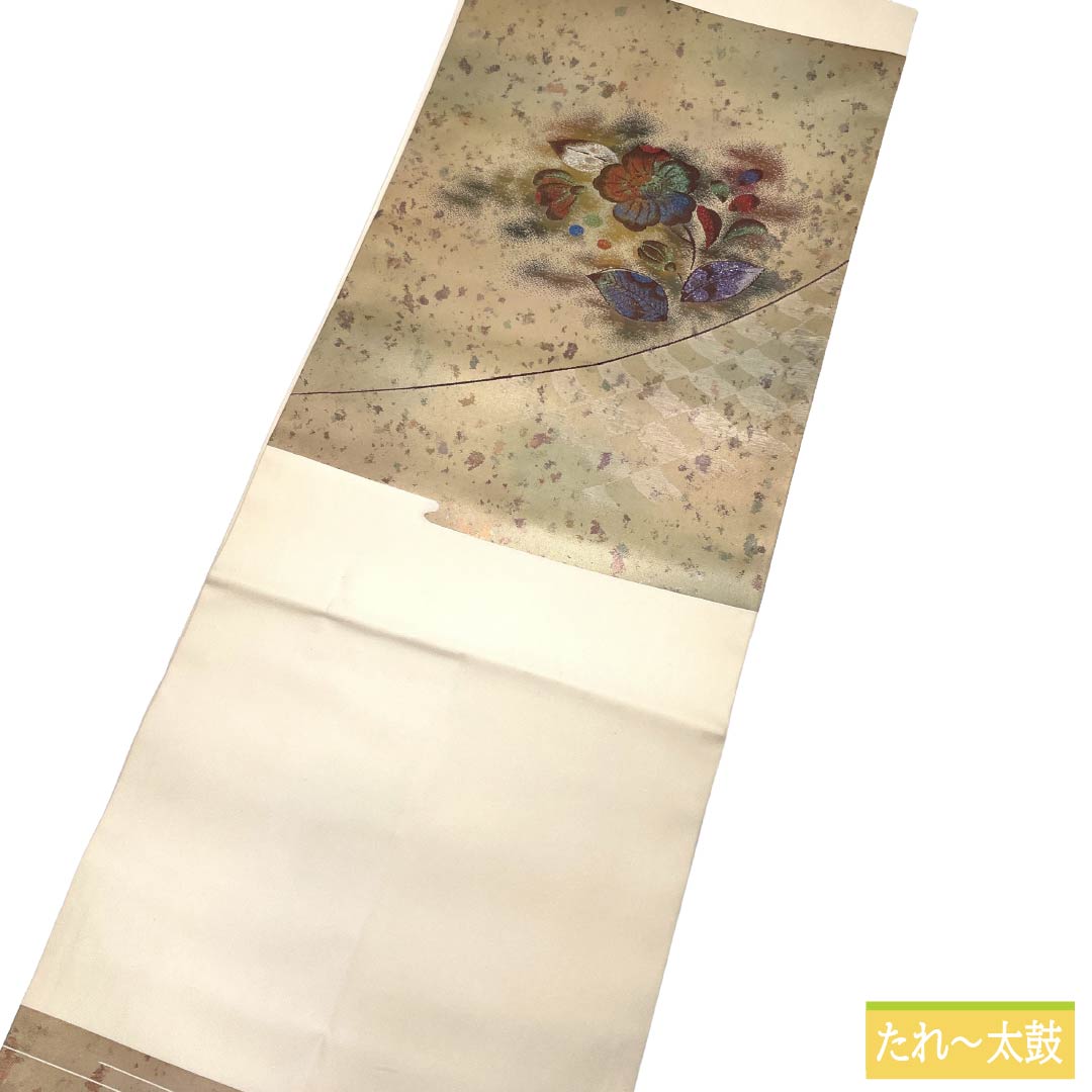 名古屋帯 正絹 Aランク 名古屋仕立て 乳白色(にゅうはくしょく) 古典柄 辻ヶ花 しつけ付き 帯丈360cm ポイント柄 セミフォーマル 白系 1124012653311