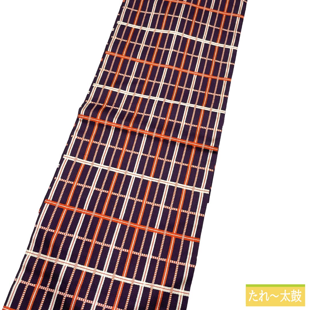 Nagoya Obi, genuine silk, A rank, Nagoya tailoring, Shikoku-iro (deep purple), Yoshino-mandori pattern, classic pattern, obi length 353cm, fully patterned, casual, purple系, 1124011653320