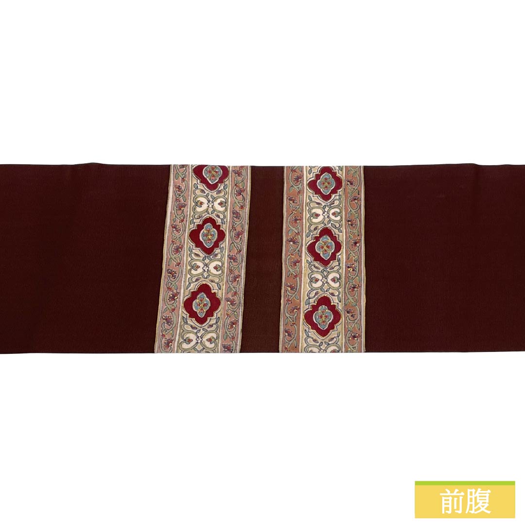 Nagoya obi, genuine silk, Rank A, Nagoya tailoring, Kurokoubai (dark plum) dyed obi, Shioze, Sarasa, Obi length 379cm, point pattern, semi-formal, brown family, 1124012073314