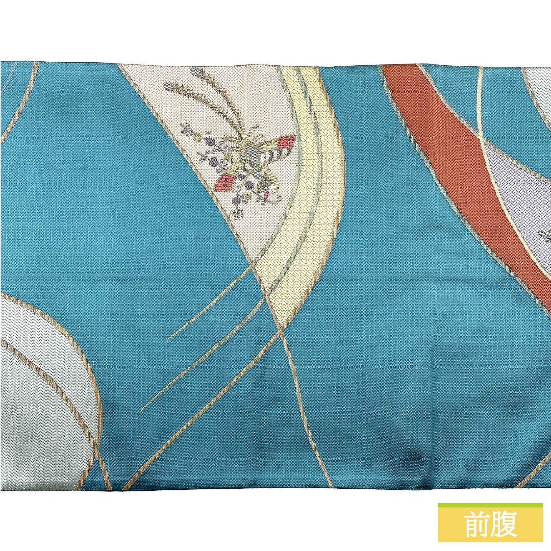 Fukuro Obi (Bag) - Pure Silk, Light Blue, Nishijin Weave, Senshoan, Phoenix, Length 434cm, A Rank, Six-way, Semi-formal, Light Blue, 1123012733324