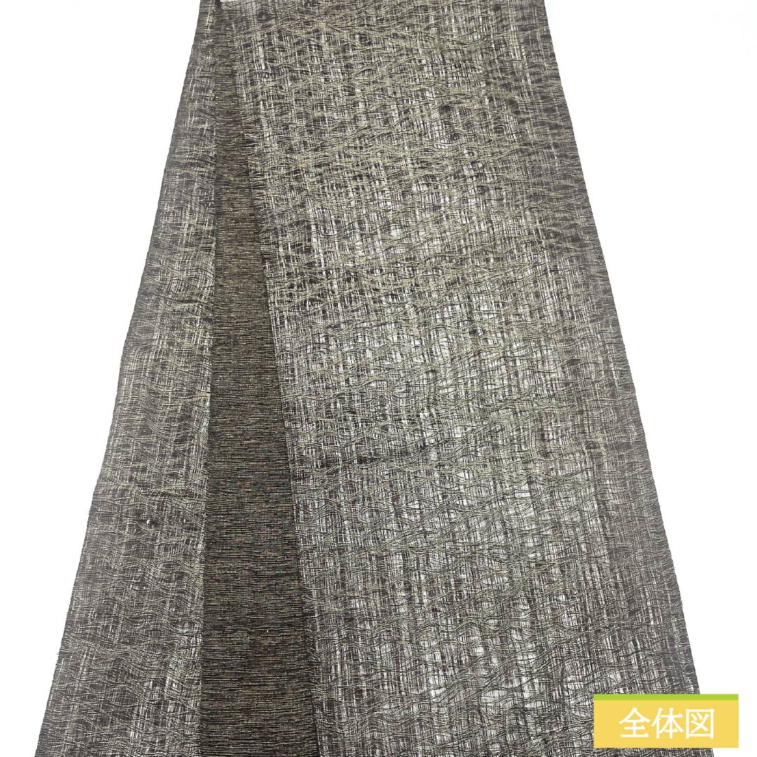 Fukuro Obi (Sash), Pure Silk, S-Rank, Comb Weave, Abstract Pattern, Length 456cm, Pointed Design, Casual, Black, 1123015922410