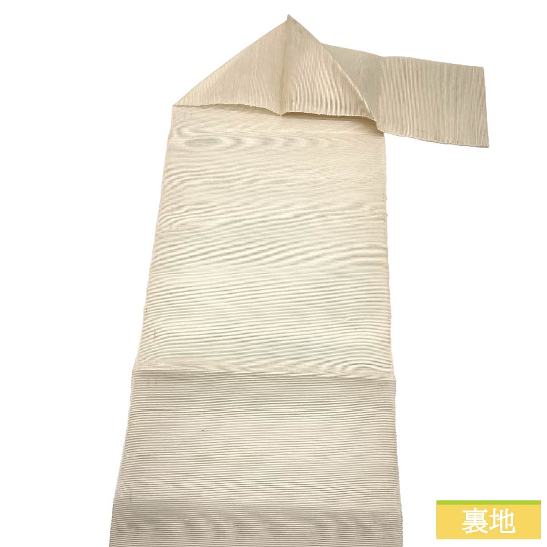 名古屋帯 正絹 Sランク 松葉仕立て 生成り色(きなりいろ) 夏帯 草花 帯丈373cm ポイント柄 セミフォーマル クリーム系 1124011802315