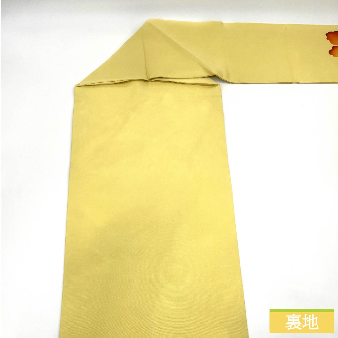 名古屋帯 正絹 Aランク 淡黄色(たんこうしょく) 染め帯 洋花 花柄 帯丈350cm ポイント柄 カジュアル 黄系 1124011233323 名古屋仕立て