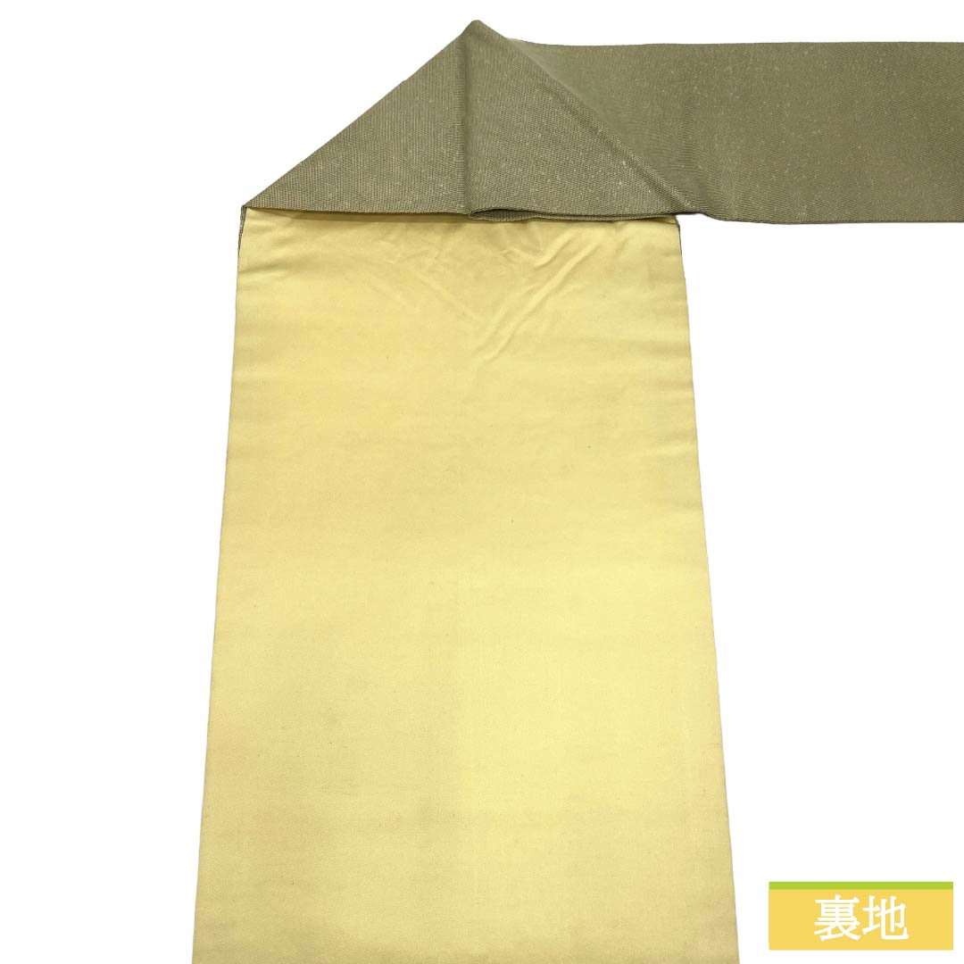 名古屋帯 正絹 Aランク 名古屋仕立て 蝋色(ろういろ) 古典柄 紅葉 帯丈355cm ポイント柄 カジュアル 緑系 1124012693319
