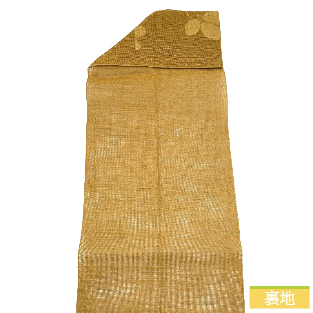 名古屋帯 正絹 Aランク 松葉仕立て 丁子色(ちょうじいろ) 夏帯 萩 古典柄 帯丈362cm 六通 カジュアル 茶系 1124012823314