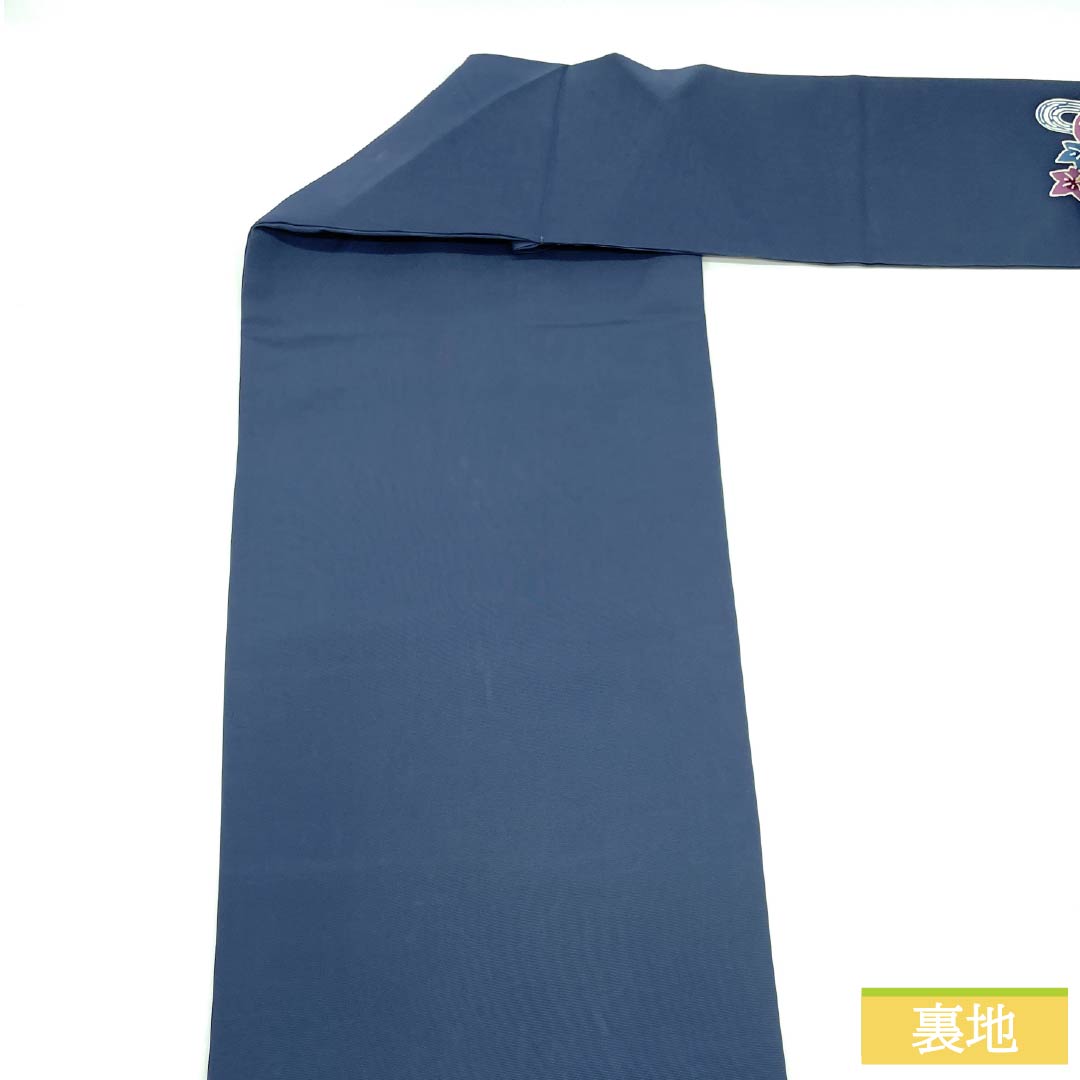 Nagoya obi, genuine silk, A rank, kontobi-iro (dark reddish brown with a hint of blue), Kyo-bingata, shirase, classic pattern, obi length 340cm, point pattern, semi-formal, navy color, 1124011303318, Nagoya tailored
