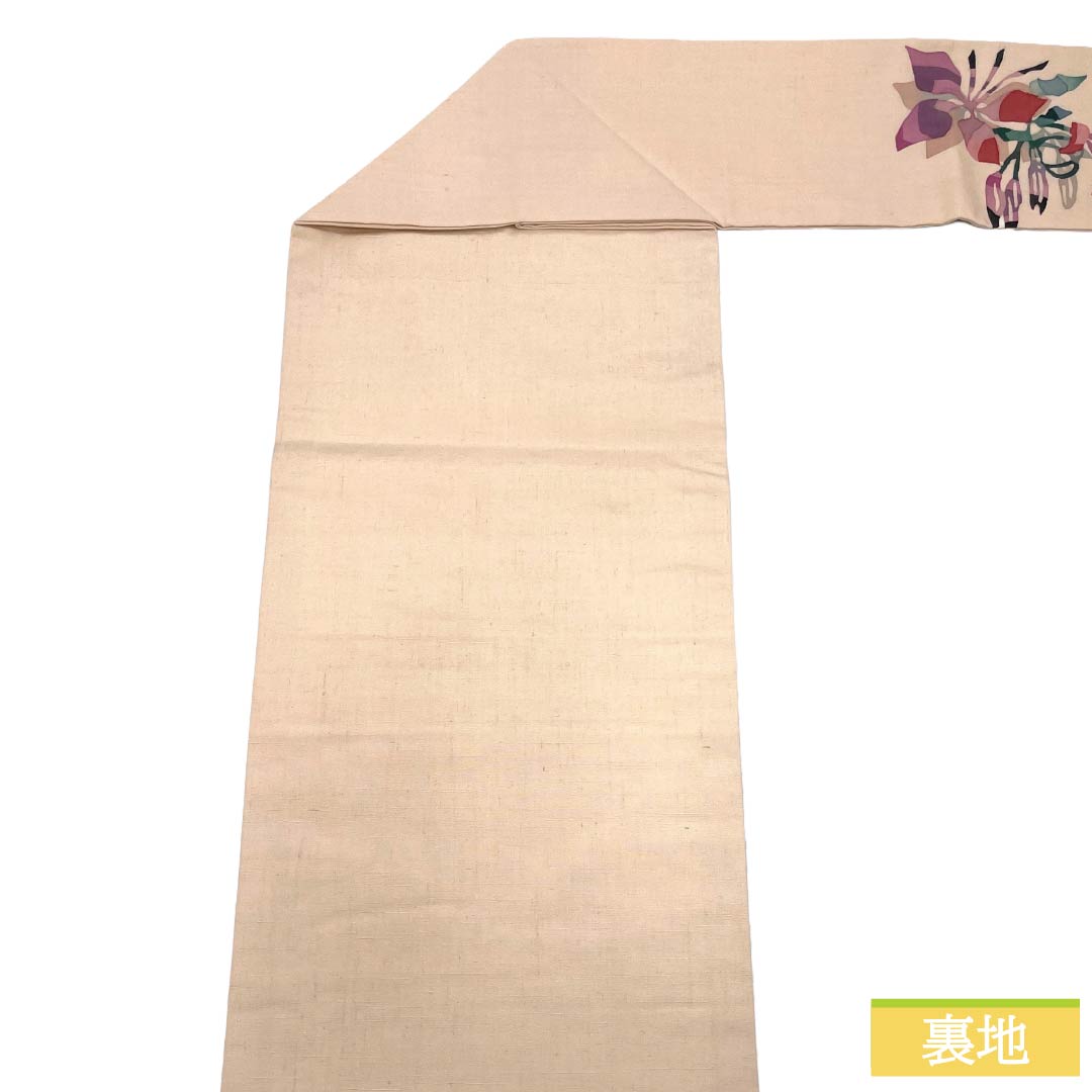 Nagoya Obi Silk S Rank Nagoya Tailored Light Pinkish Brown Batik Abstract Floral Pattern Artist Piece Obi Length 395cm Partial Pattern Casual Pink System 1124011712413