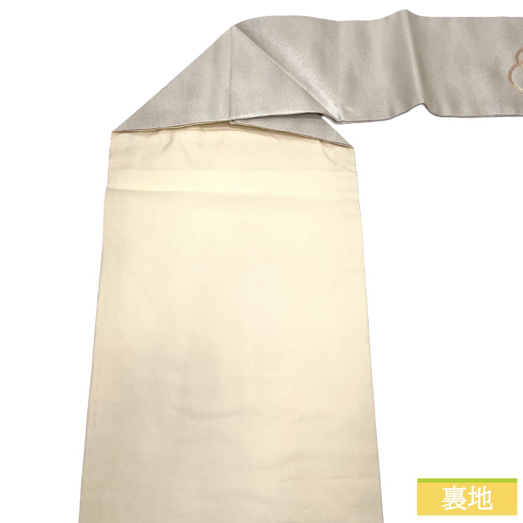 Nagoya obi, genuine silk, Rank A, Nagoya tailoring, silver (gin'iro), Suzhou embroidery, classic pattern, tsuzumi drum, obi length 358cm, partial pattern, semi-formal, silver-tone, 1124012623322