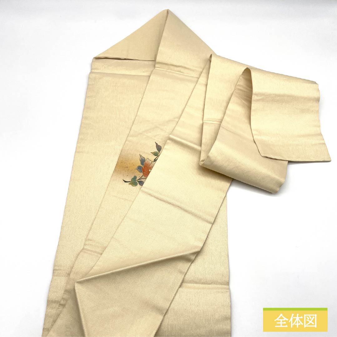 名古屋帯 正絹 Aランク 金色 金彩加工 花柄 螺鈿 帯丈363cm ポイント柄 セミフォーマル 金系 1124011063321 名古屋仕立て