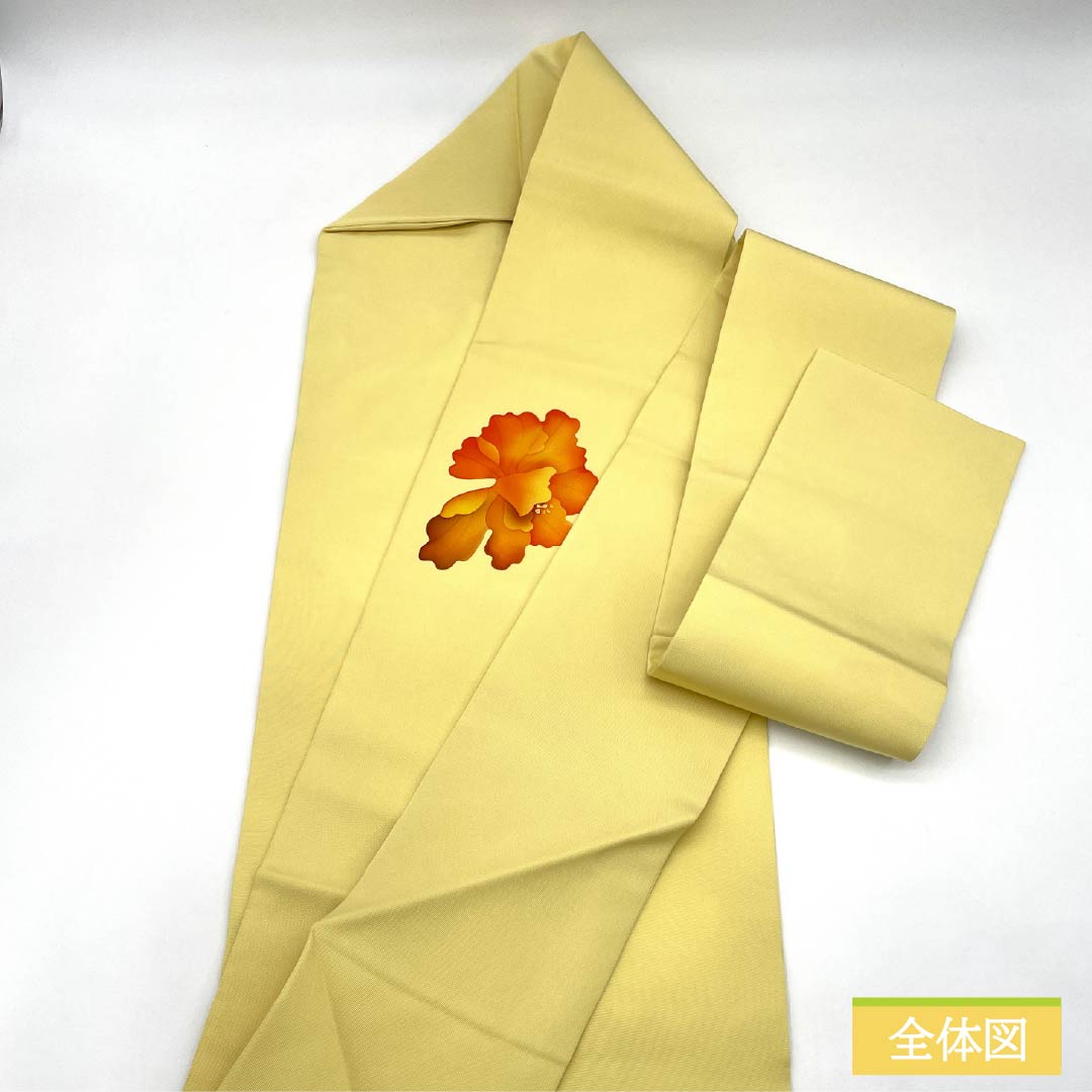 名古屋帯 正絹 Aランク 淡黄色(たんこうしょく) 染め帯 洋花 花柄 帯丈350cm ポイント柄 カジュアル 黄系 1124011233323 名古屋仕立て