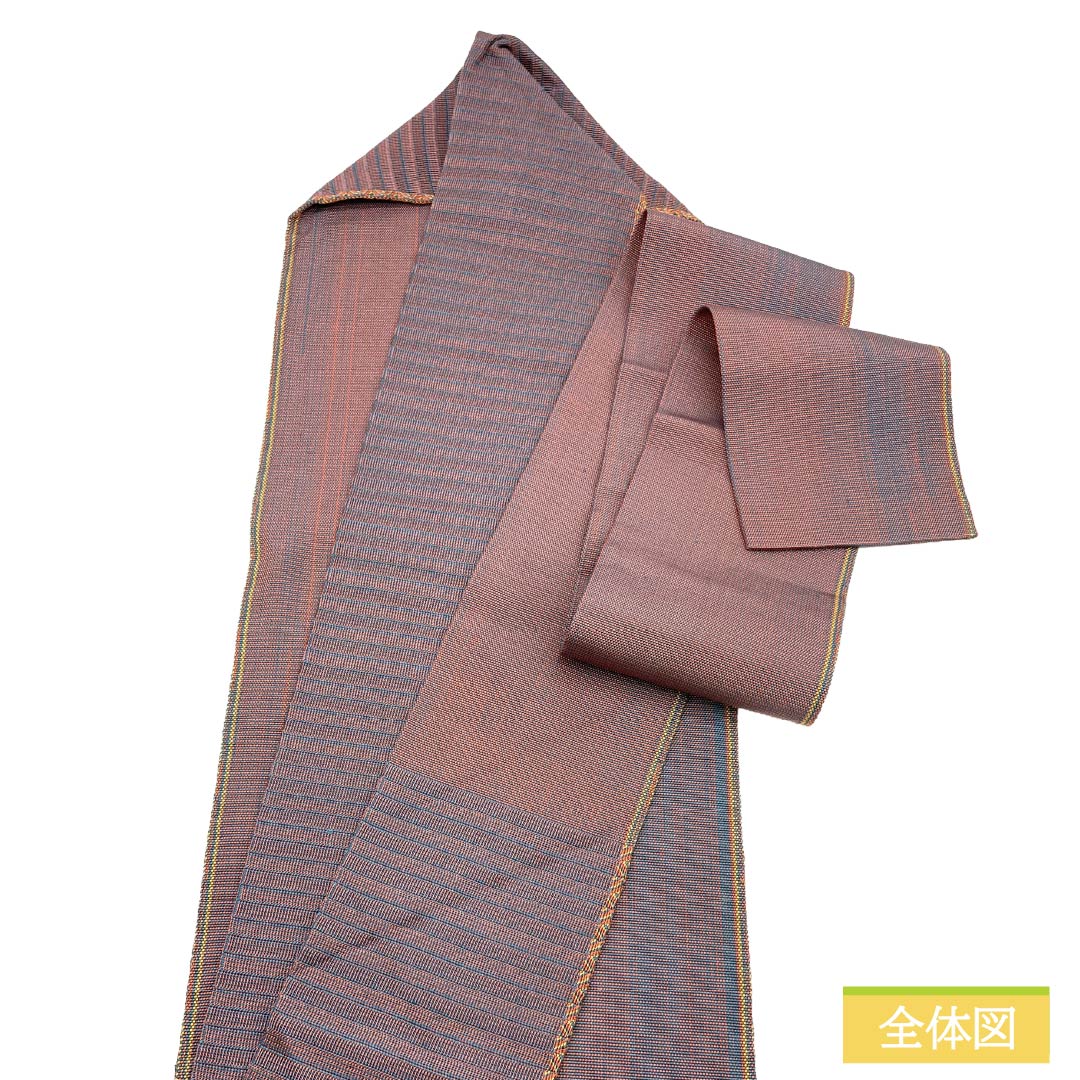 Nagoya Obi, pure silk, rank A, Nagoya tailoring, horizontal stripes, obi length 360cm, Rokutsu pattern, casual, gradation color scheme, 1124011683399