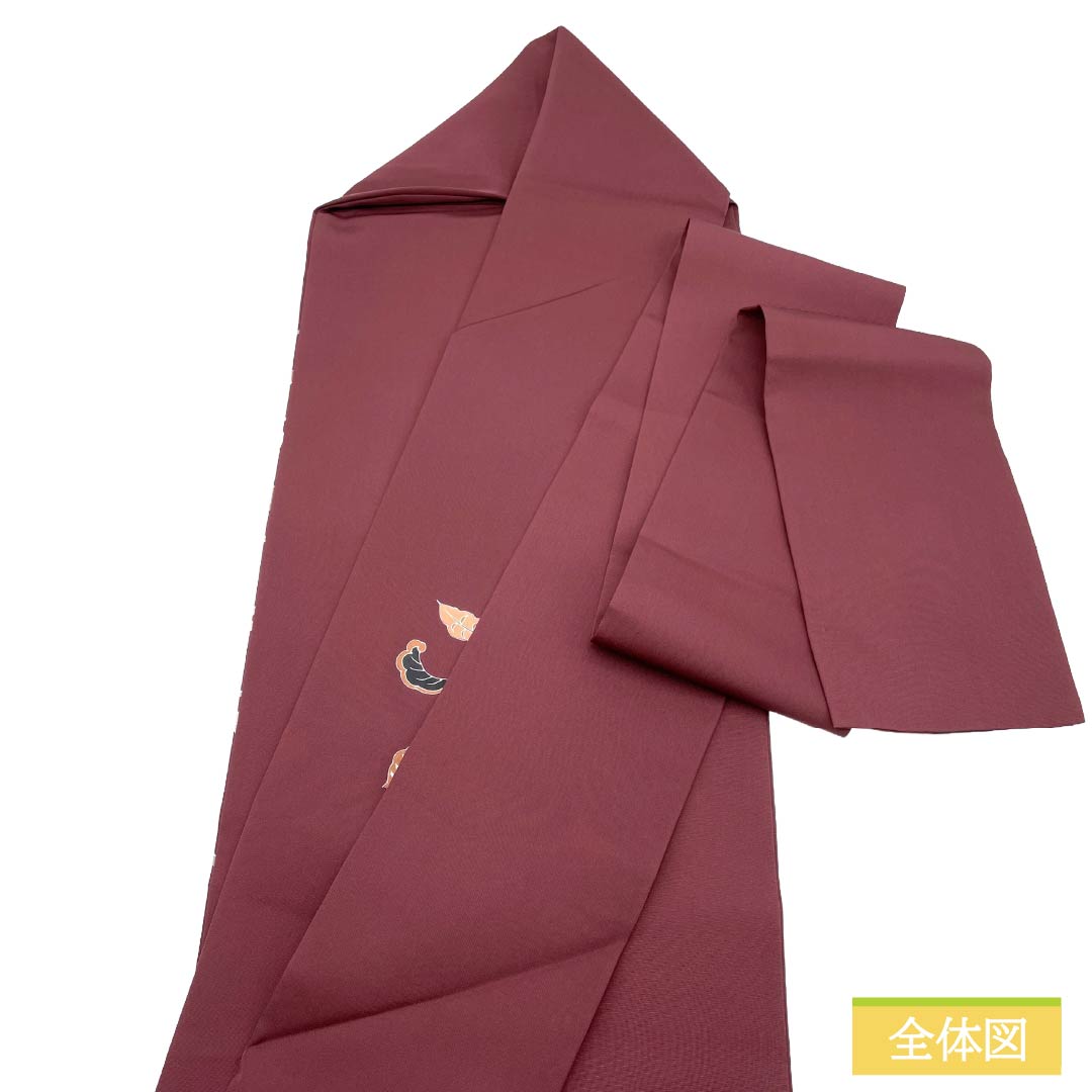 Nagoya obi, genuine silk, A rank, Nagoya tailoring, mokuran-jiki (magnolia color), dyed obi, shioze (crepe silk), arabesque pattern, obi length 380cm, point pattern, semi-formal, brown family, 1124012003414