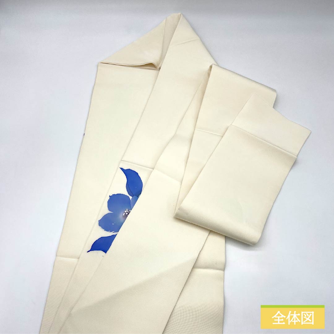 名古屋帯 正絹 Bランク 乳白色(にゅうはくしょく) 染め帯 塩瀬 洋花柄 帯丈357cm ポイント柄 セミフォーマル 白系 1124011533311 名古屋仕立て